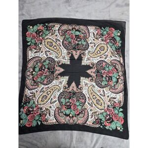 Ginnie Johansen‎ Vintage Square Scarf Floral Classic Gorgeous Rose Paisley Decor
